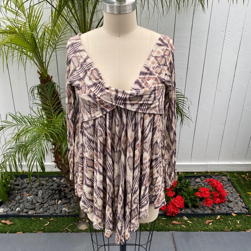 Free People Long Sleeve Printed Tunic